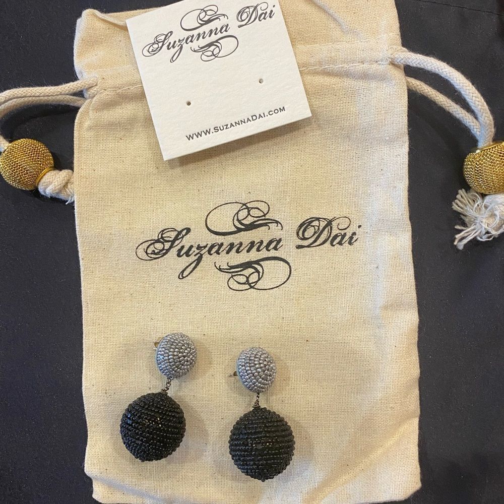 Black and Silver Beaded Earrings